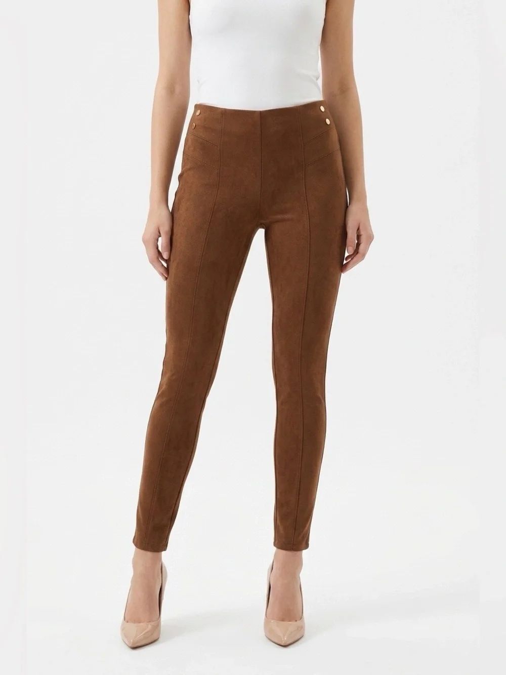 Marc New York Faux Suede Leggings in Tobacco